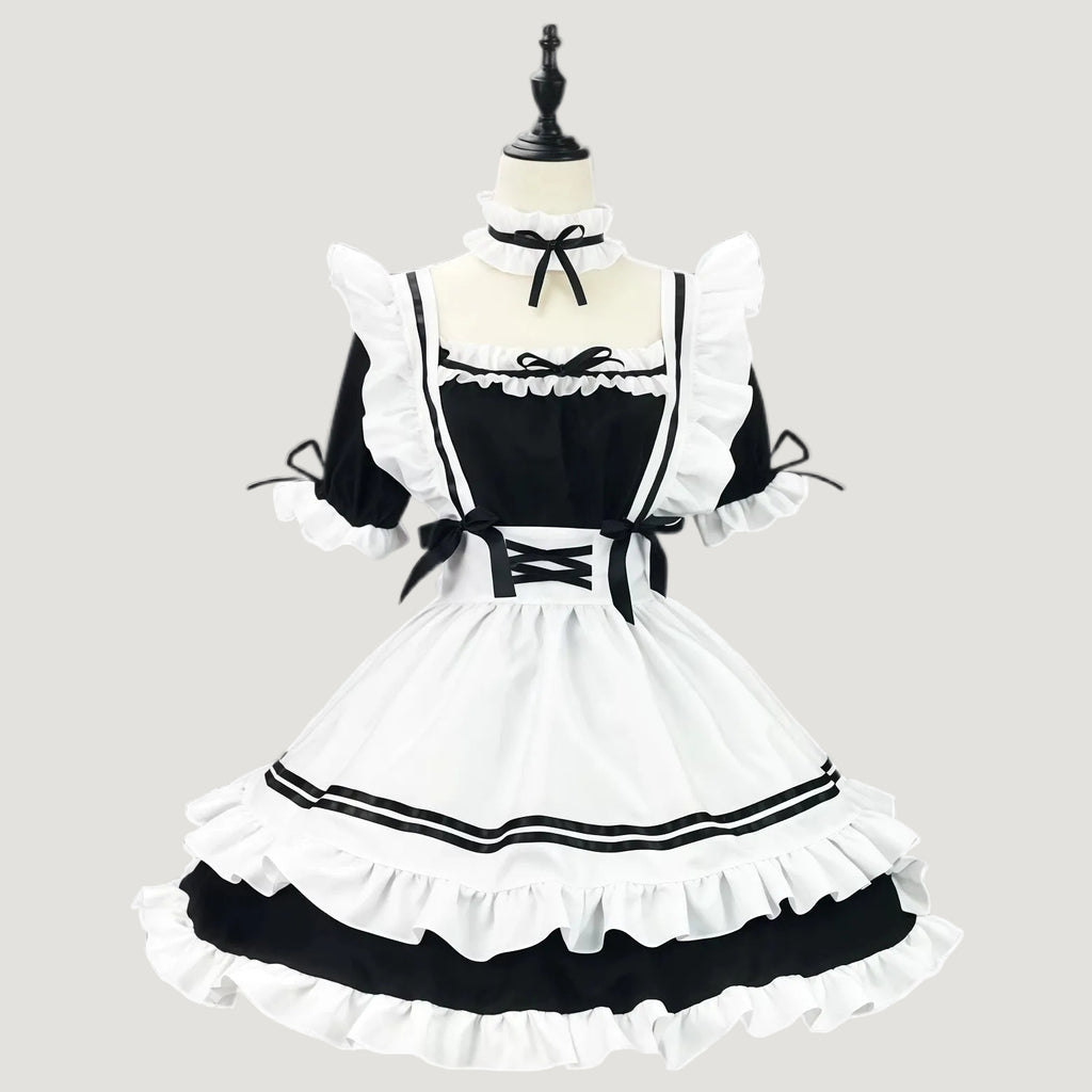 Black & White Ruffled Maid Outfit – 3-Piece Cosplay Set