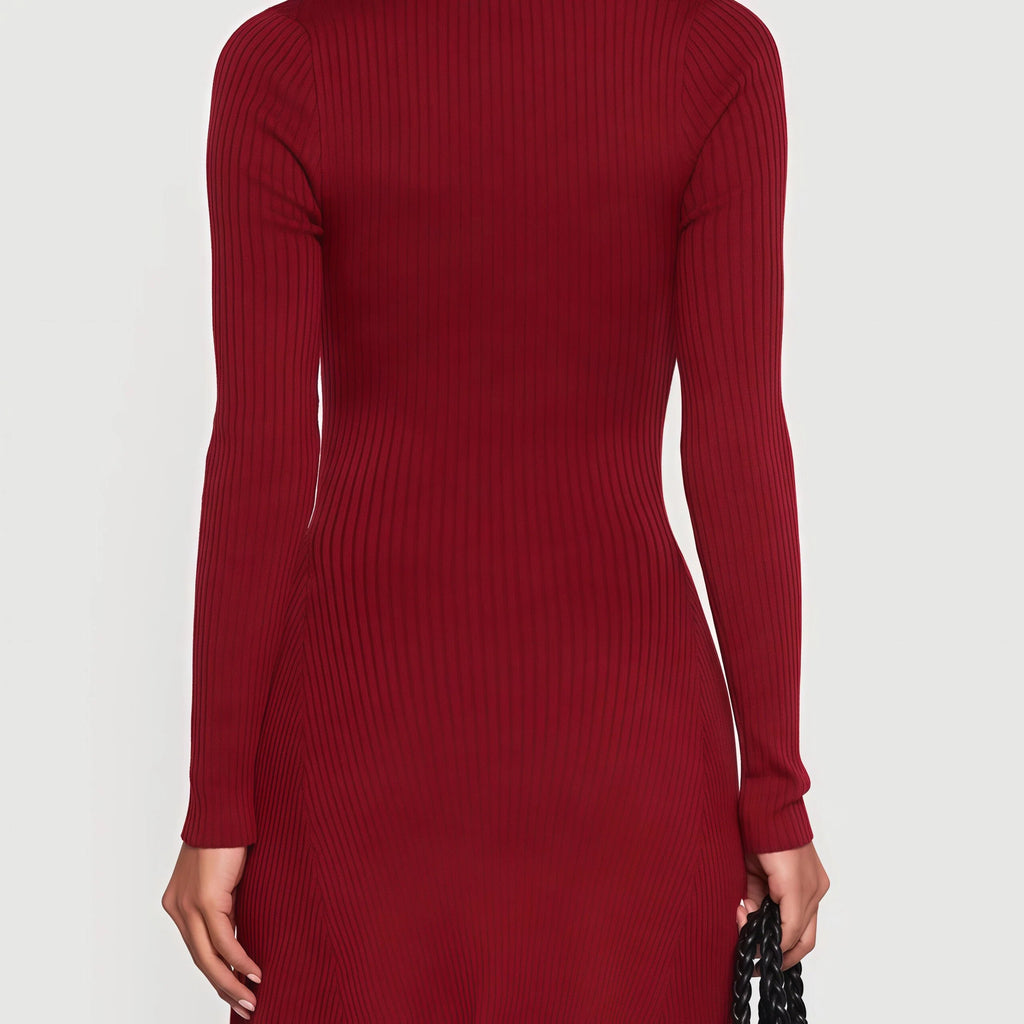 Long Sleeve Ribbed Bodycon Mini Dress