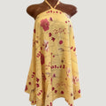 Dark Yellow Floral Print Dress – Vintage Romantic Style