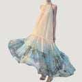 Gradient Print Chiffon Maxi Dress – Flowy Ombre Style