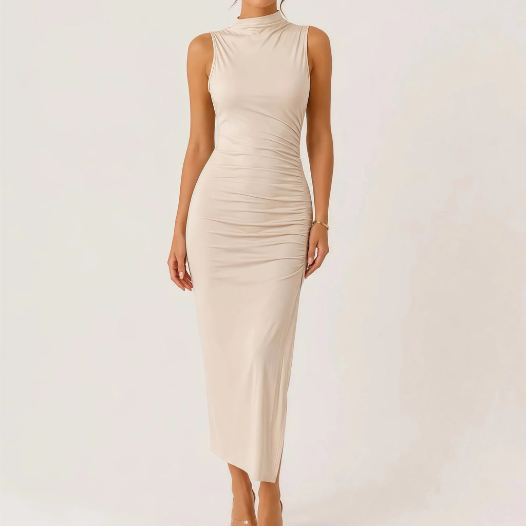Sleeveless Side Slit Flowy Maxi Dress